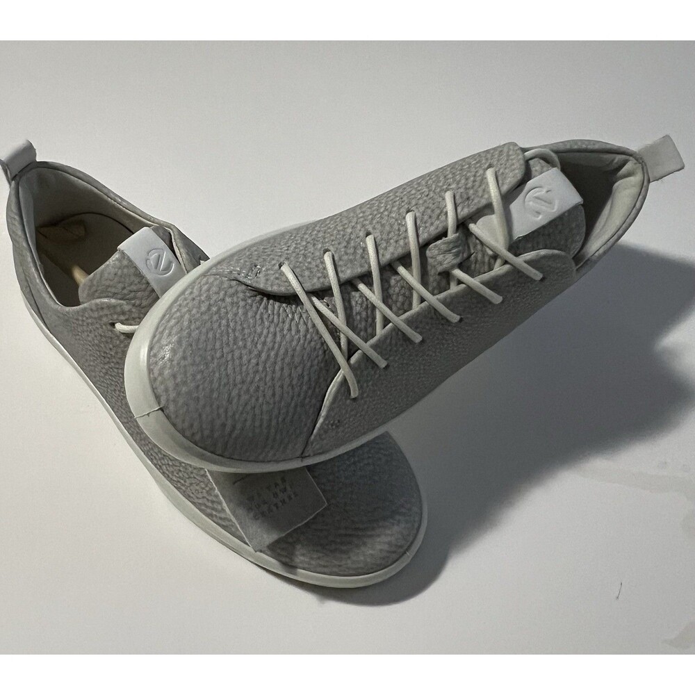 New ECCO Soft Classic Lace-Up Slip Leather Sneakers for Women Size 4 Gray Color